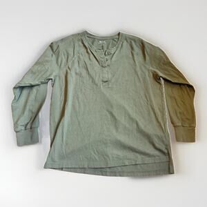 Madewell Shirt Mens Small Henley Long Sleeve Green